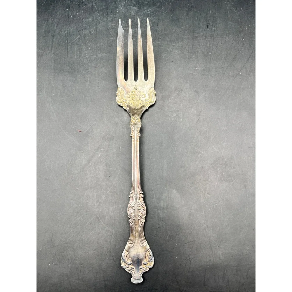 1847 Rogers‎ Bros Silverplate Cold Meat Serving Fork 8.5 Inch Antique Victorian